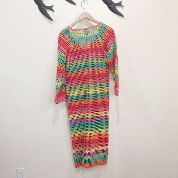 Farm Rio Colorful Rainbow Crochet Knit Dress - XS  **Missing Slip / Dress Only** - Picture 3 of 12